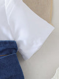new european and american style cross-border girls' chic dress - denim patchwork solid color dress