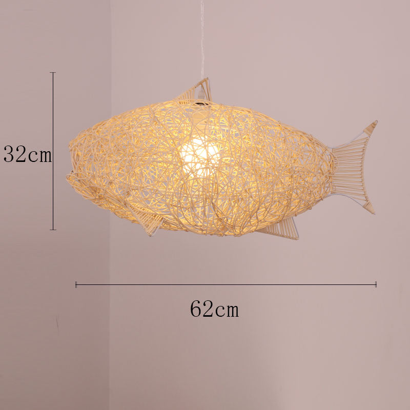 Vintage rattan straw hat chandelier rattan art round bird's nest Chinese pastoral hotel restaurant agritainment bed and breakfast straw hat lamp