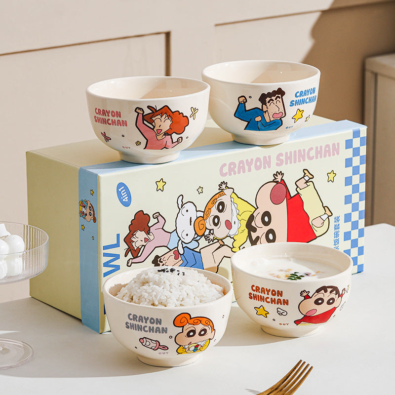 Crayon Xiaoxin Ceramic Bowl Gift Box for Family Household Rice Bowl Cartoon Ceramic Tableware High Value Gift Set