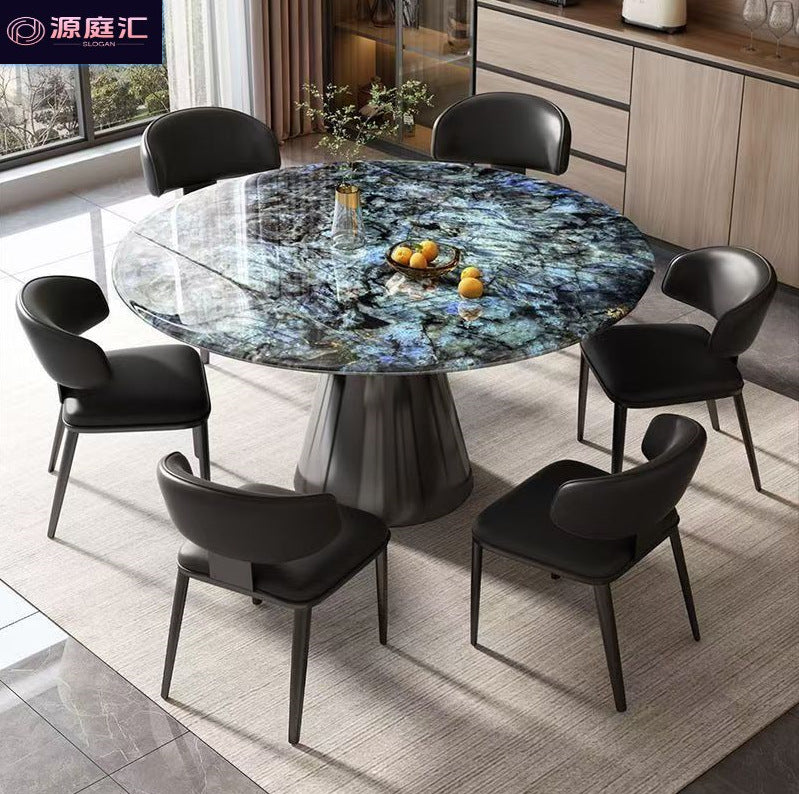 Italian natural microcrystalline stone retractable rotate dining table for home small apartment italianaccessible luxury round table foldable round table