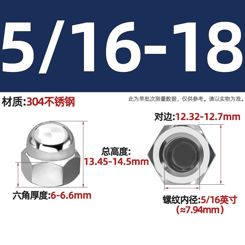 304/201/316 stainless steel round ball head nut cover type decorative screw cap female cap 3M4M5M6M8