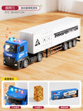 Kids' extra-long big truck toy - alloy semi-truck with container, trailer, and forklift