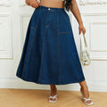 Fashion cross-border plus size skirt for women patchwork a-lineeleganteasiest for match denim mid-length skirt to cover the flesh slimming look denim skirt