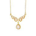 [titanium steel] japanese and korean popular diamond-filled wings water drop necklace for women, high-end light luxury exquisite sweater chain jewelry