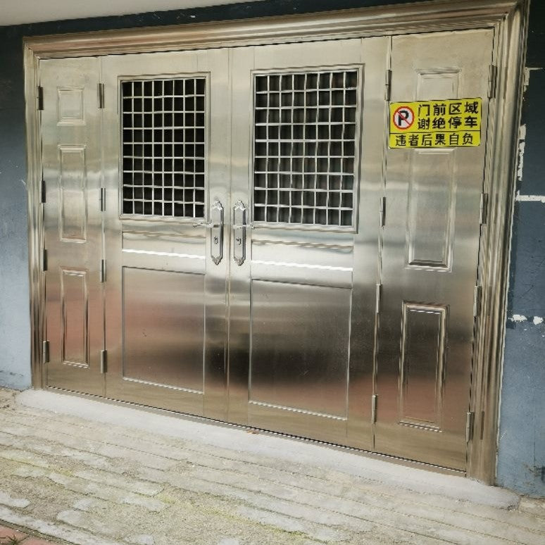 304 stainless steel door self-built house double-open rural glass door for home white steel rose entrance security door