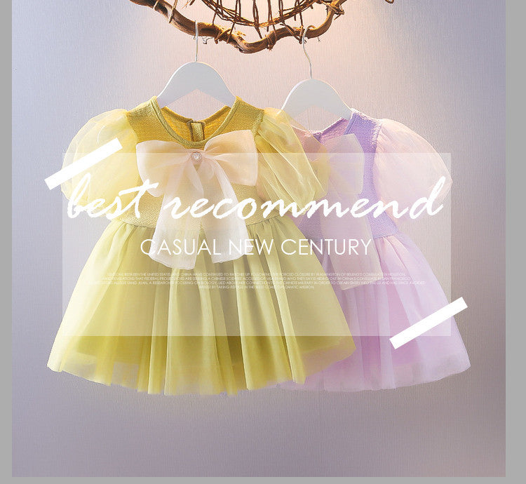 summer korean style french fairy dress - kids' large bow tutu dress for baby girls - purple tulle dress