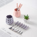 Influencer-approved creamy fruit fork set: electroplated, luxe storage jar, high-value coffee table decor, fruit picks