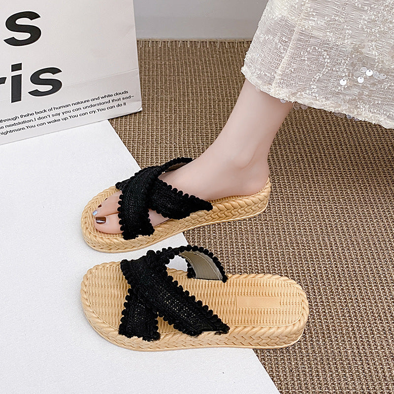 New platform sandals for women - summer outdoor wear, xishuangbanna bohemian style, hemp, beach-friendly, versatile sandals