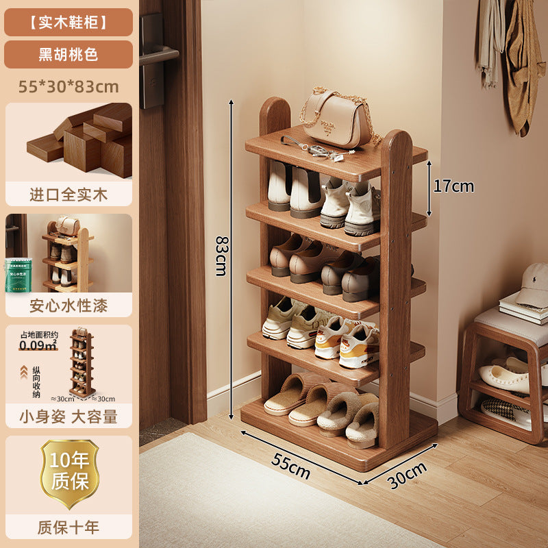 Solid wood shoe rack multi-layer household entrance entrance small narrow shelf 2025 new simple does not occupy an area of shoe cabinet