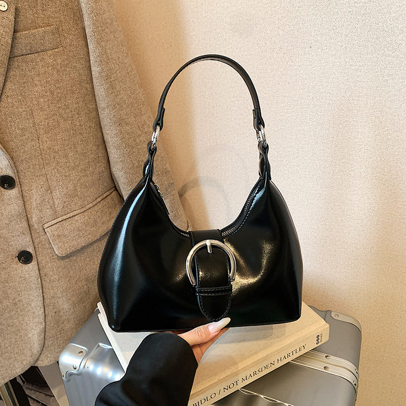 K-stylespringnew arrival shoulder bagfashioncasual oil wax leather armpit bageasiest for matchwork clothing daily dumpling bag for women