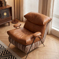 Leisure chair living room sofa chair balcony single chair italian normcorecasual chair first layer cowhide down soft chair