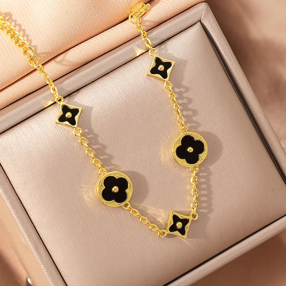 [set] cross-border light luxury four-leaf clover necklace women's earrings bracelet high-end niche fashion exquisite pendant jewelry