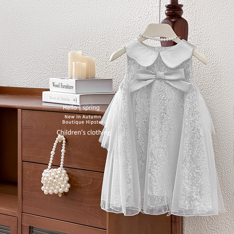 Girls' dress  summer new arrival sequin fairy vest dress suspender princess dress