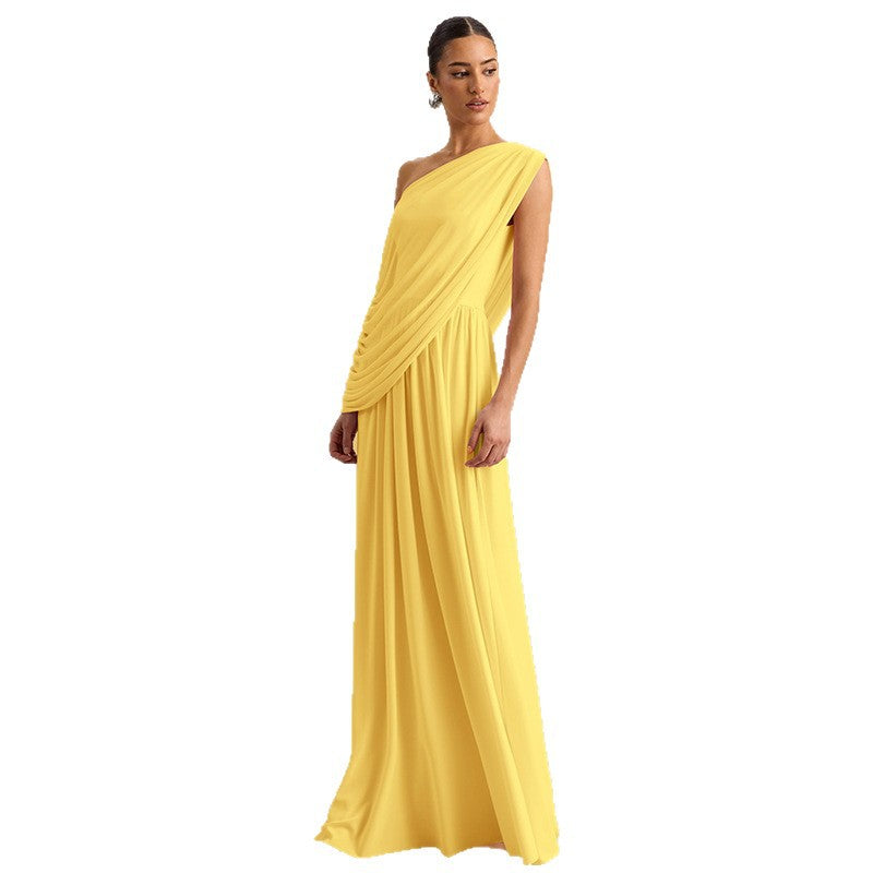 European and american women's clothing  summer new arrival: asymmetrical off-the-shoulder mesh ruched bodycon mini dress