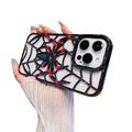 Fashionable 3d hollow electroplated spider design phone case for apple 17 pro max, iphone 13, export quality, 16mm drop protection