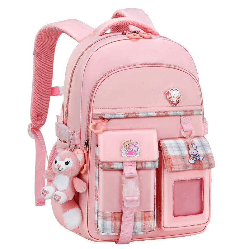 Manufacturer's new schoolbag for primary school students, female cute, lightweight, ridge protection, large-capacity high-quality children's backpack 1-6