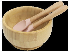 Cross-border food-grade silicone children's tableware set Baby complementary food bowl bib fork spoon feeding children's tableware set