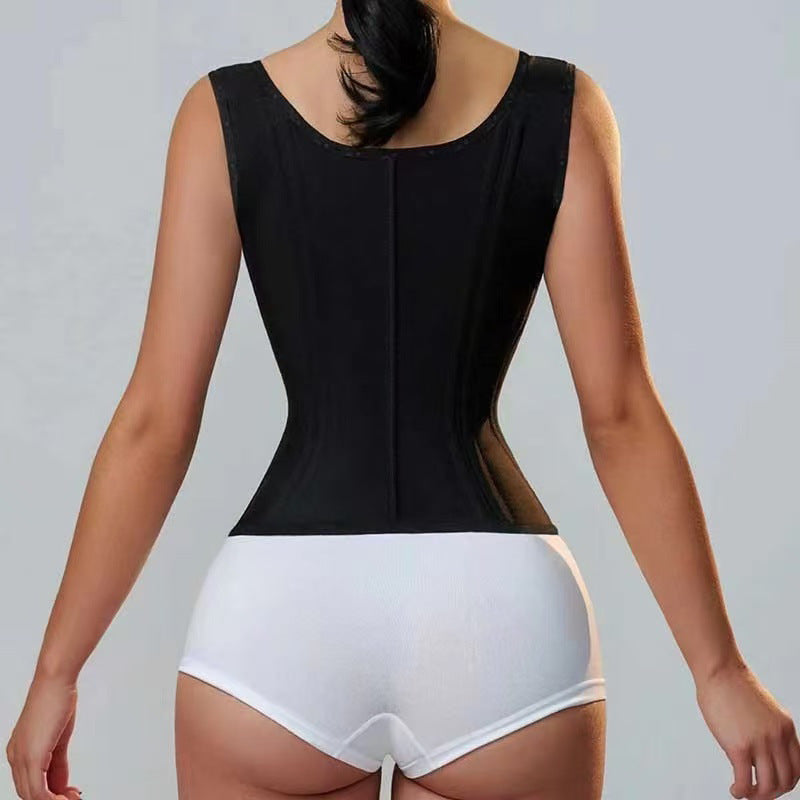 European and american cross-border hot-selling products, direct from the manufacturer: 15 fishbone zipper, double-breasted, double-layered compression shapewear tank top with latex tummy control