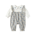 spring/autumn newborn baby girl romper - floral print bodysuit, faux two-piece, korean style long sleeve spring collection