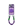 Creative card holder lanyard for apple 16 pro, cute purple monster phone case for iphone xr/12