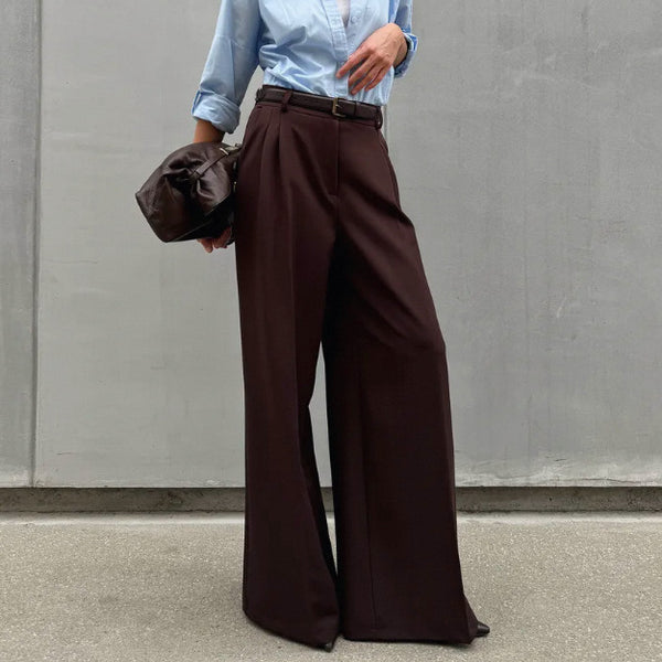Retro wear fashion wide-leg trousers women's clothing European and American  Maillard high-waisted floor-mopping commuter drape suit pants