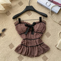 Sweet polka dot work clothing style tube top camisole women's summerruffles waist bows age-reducing tops