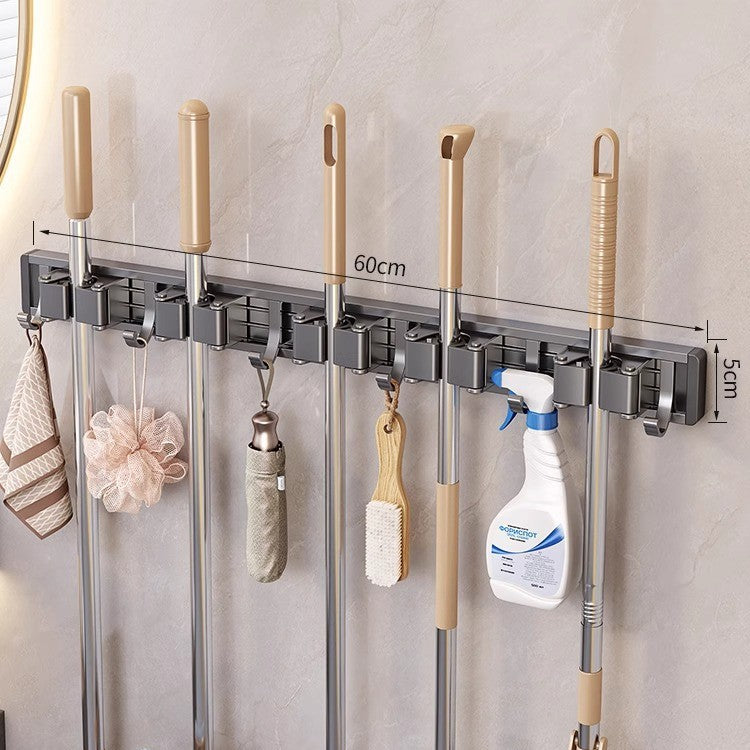 Bathroom bathroom punch-free strong mop wall hanging clip handy gadget fixed hook buckle broom storage storage rack