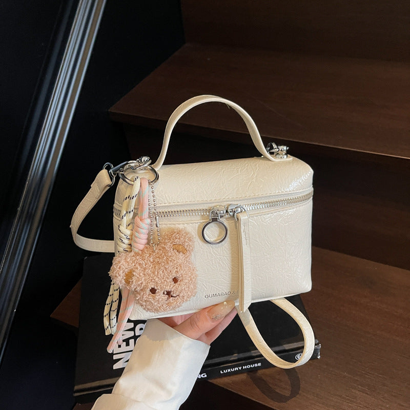 Cross-border burst pattern portable small bag women's 2025 summer new trendy lunch box bag niche shoulder messenger bag wholesale