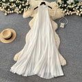 Vacation style halter sleeveless pleated dress women's springk-style heavy industry pleated high waist a-line large swing long skirt