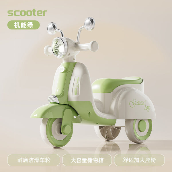 Children's motorcycle scooter tricycle, boy and girl baby battery car, children can sit, storage, toddler toy car