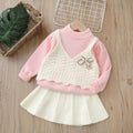Girls' knitted sweater two-piece set -  autumn/winter new collection - bowknot cardigan and knit sweater outfit for little girls