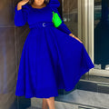 D467  cross-border women's winter new fashion puff sleeve plus size banquet party dress foreign trade dress