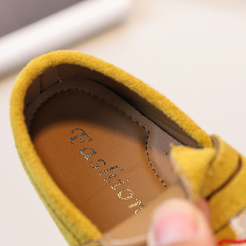 Girls' leather shoes - new autumn  korean style, trendy cartoon embroidered birkenstock-style soft sole flats for baby girls