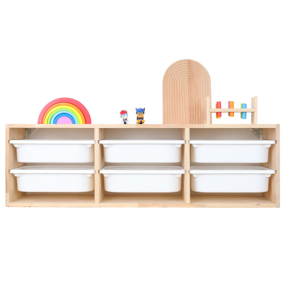 Children's room solid wood toy storage rack Wall-mounted wall storage rack Baby toy sorting box Locker