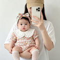 Newborn baby girl summer outfit - floral romper, lightweight princess bodysuit, cute and adorable summer clothes