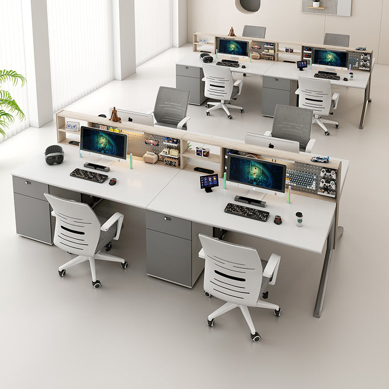 Office desk staff slot casual double four-person slot hole board hanging board storage screen table and chair combination