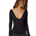 Aliexpress  autumn new women's fashion solid color sexy deep v-neck lapel slim fit hot girl style top