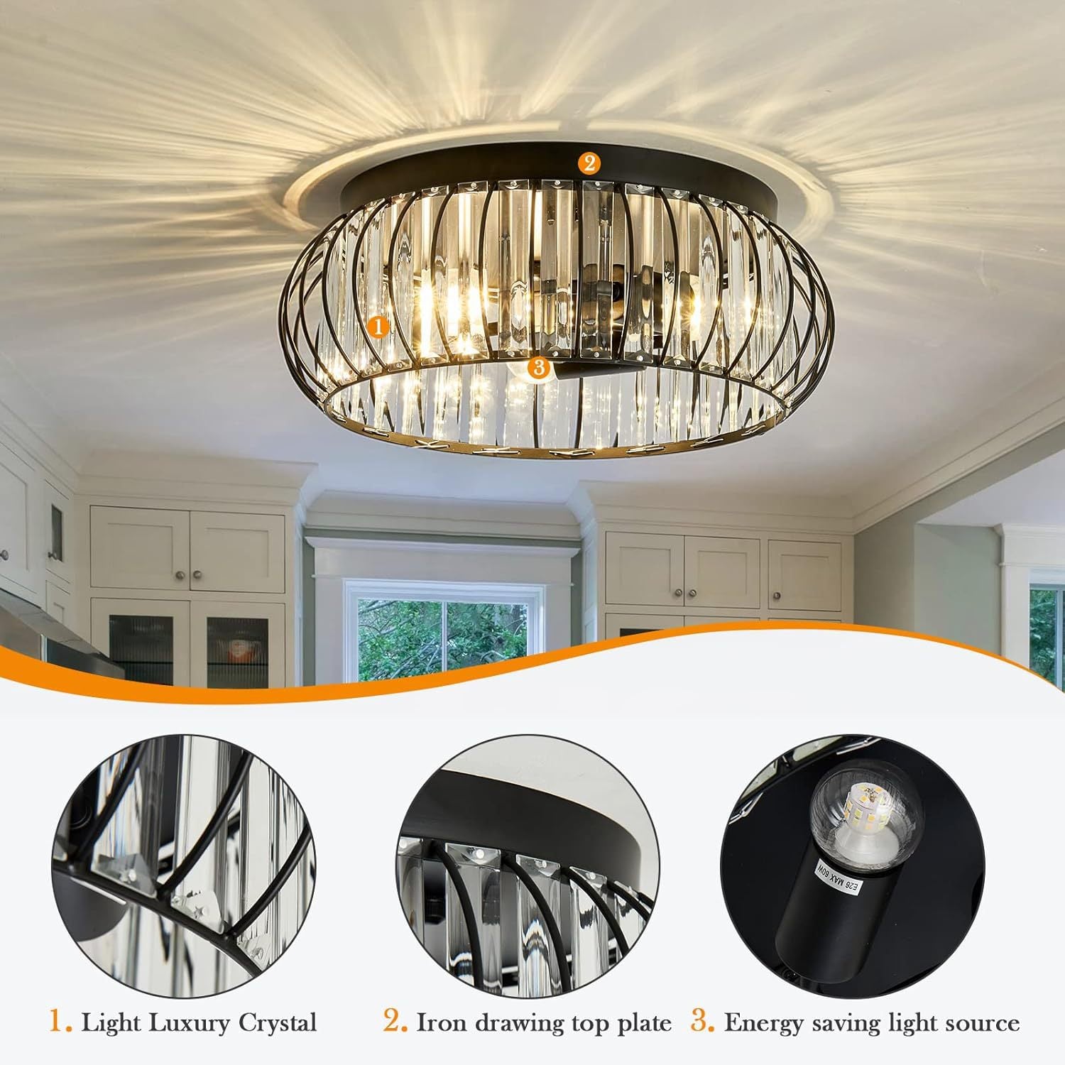 Cross-border recessed chandelier modern crystal chandelier black interior lighting corridor bedroom bathroom foyer restaurant