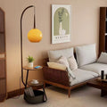 Medieval style living room grapefruit floor lamp next to the sofa living room bedroom bedside table storage all-in-one atmosphere vertical floor lamp