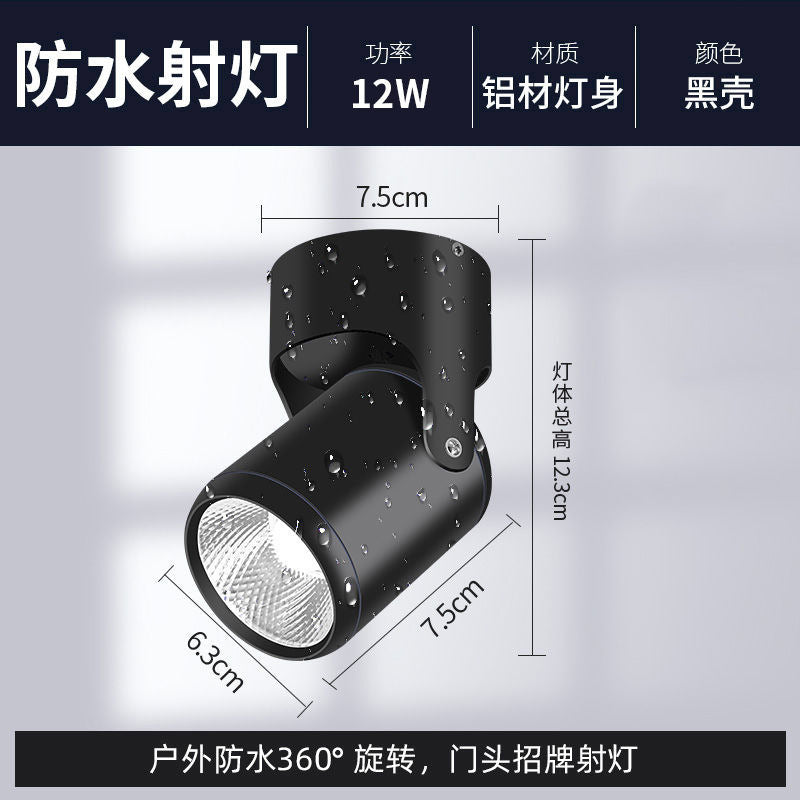 Led outdoor waterproof spotlight - adjustable angle for storefront signs, wall advertising, and outdoor flood lighting