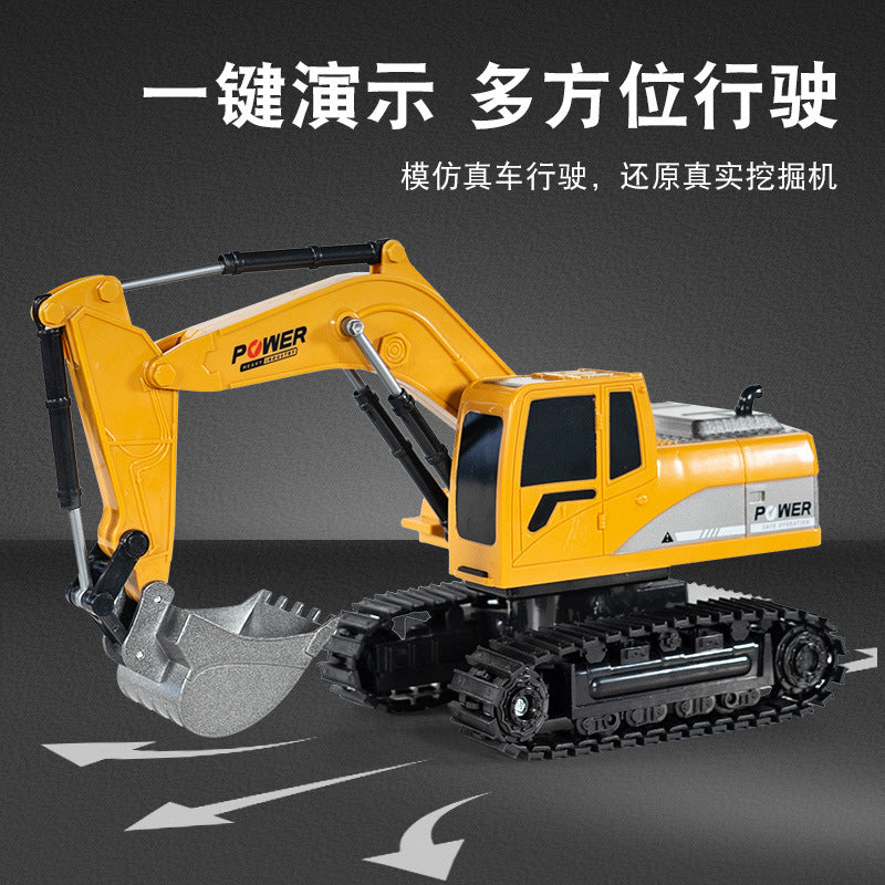 six-way alloy remote control excavator kids toys electric sound and light artificial engineering vehicle excavator model toys