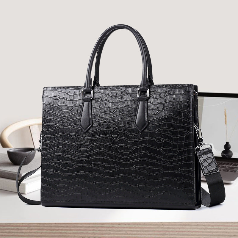 New leather men's bag business men's handbag first layer cowhide computer bag large capacity briefcase messenger leather bag