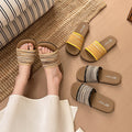 French knit one-strap slippers for women, summer outdoor wear, 2026 new roman ethnic style beach flat sandals