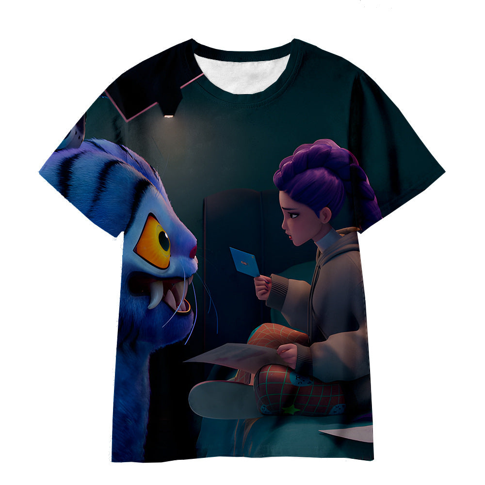 Witcher boy group 3d digital printing cross-border overseas casual loosefashion t-shirt k-pop girls t-shirt