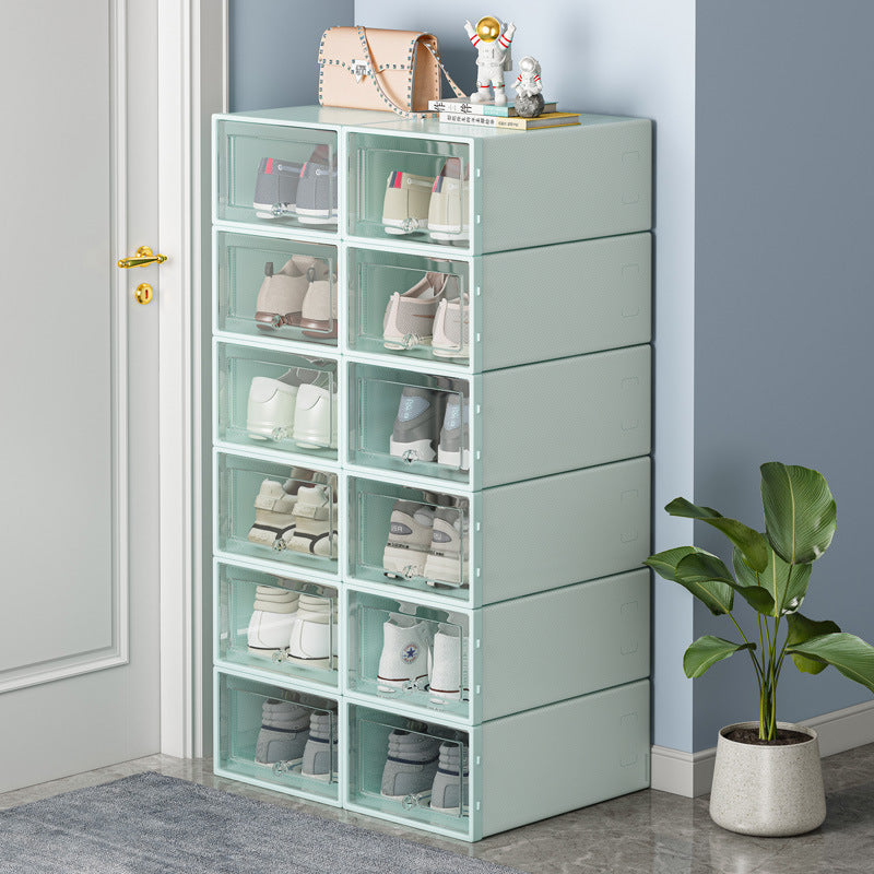 Folding shoe box household door shoe rack shoe storage box drawer type transparent shoe cabinet storage box saves space