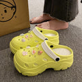 Diy crocs women's 2023 new summer cartoon slippers women's outwear flats beach shoes soft bottom toe shoes