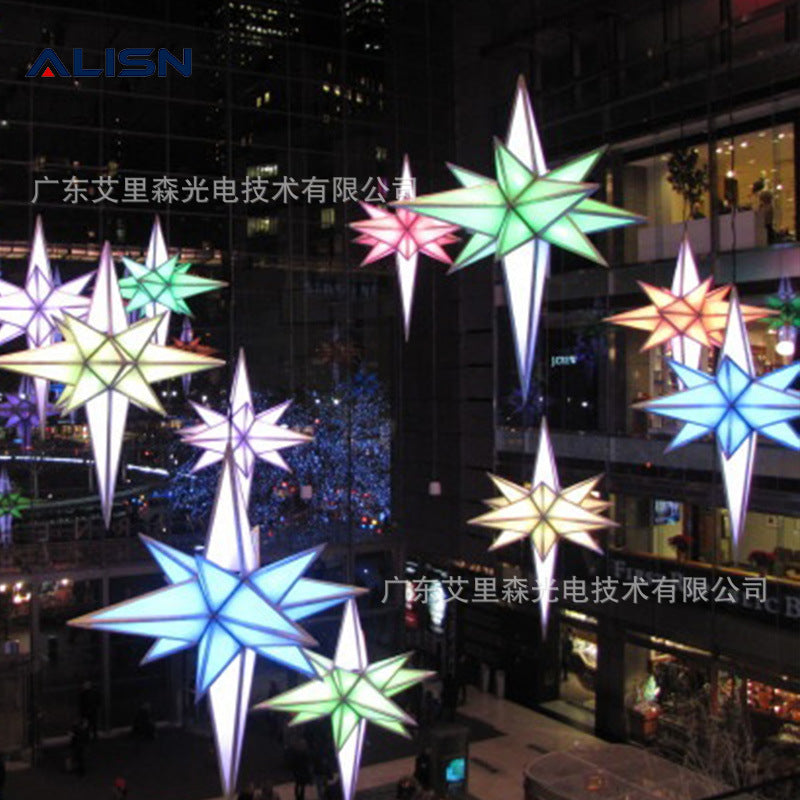 Large stainless steel installation outdoor landscape commercial beauty Chen lighting sculpture props installation art installation manufacturer