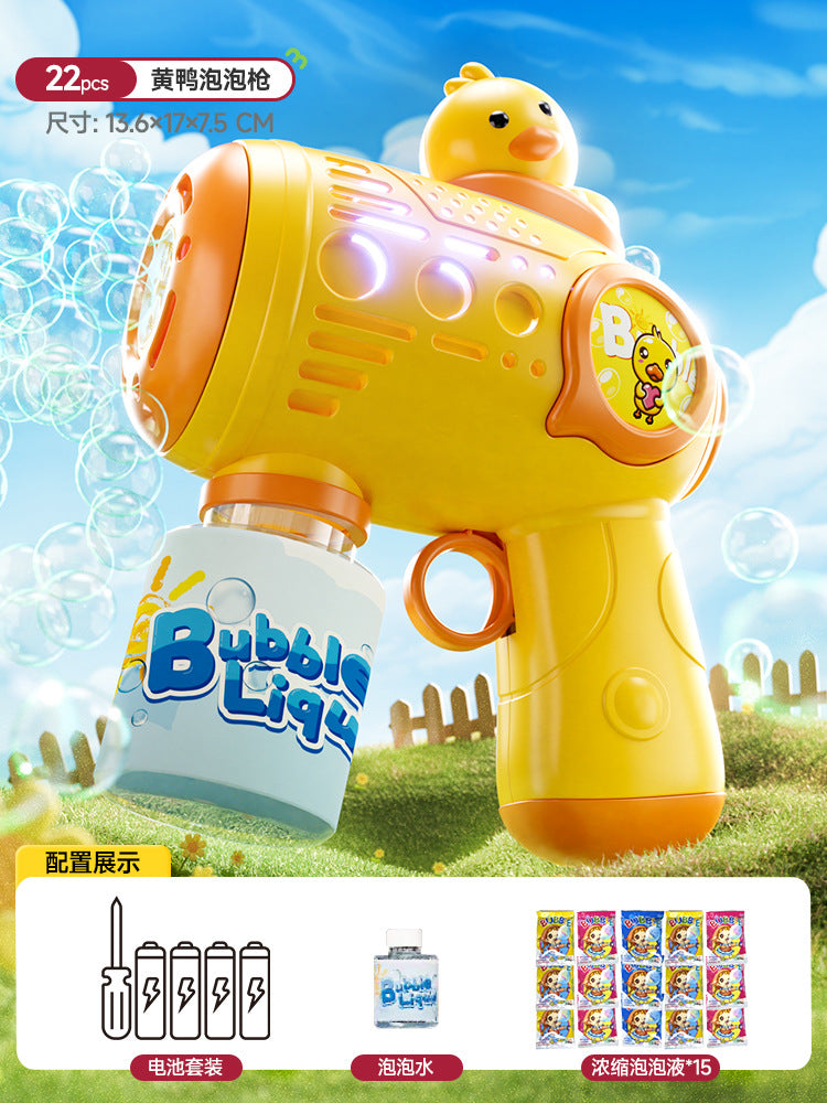New bubble blower for boys and girls - little yellow duck automatic electric handheld bubble gun toy with bubble solution for outdoor use
