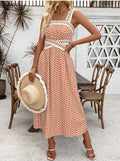 summer new arrival: strapless backless camisole dress, vintage print maxi dress, cross-border e-commerce  style for women
