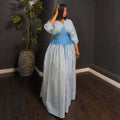 European and american cross-border women's clothing:  summer new arrival - elegant, high-end striped pleated waist-defining long a-line dress